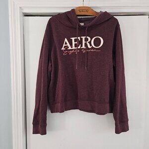 Aeropostale 1987 Burgundy Pullover Hooded Maroon Large Sweatshirt